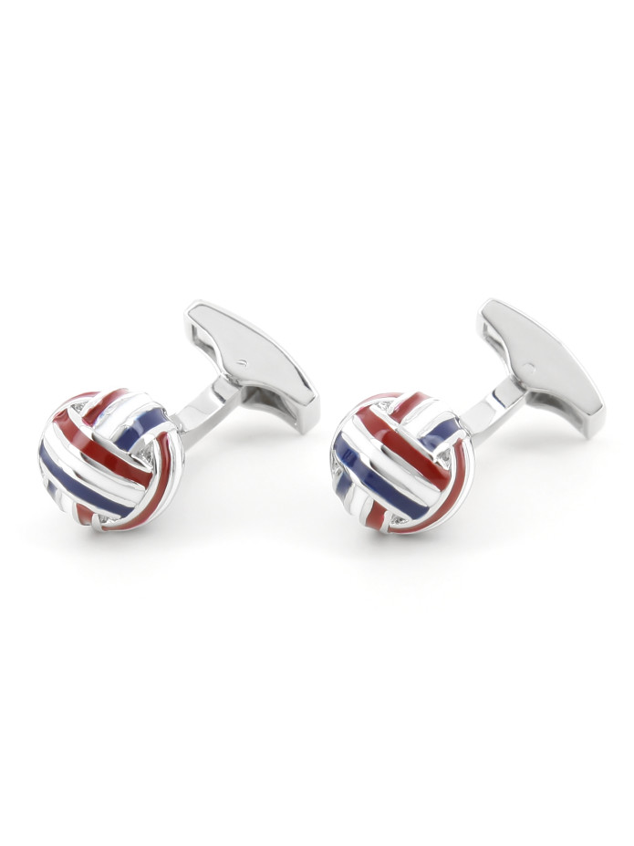Botões de punho em forma de bola azul, branco e vermelho - Cambon
