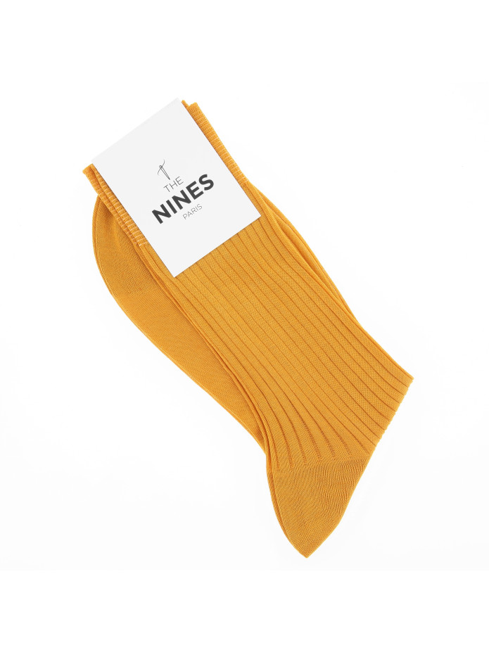 Meias de fio de Escócia amarelo mostarda
