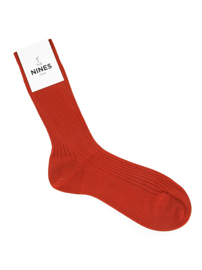 Chaussettes fil d'Écosse orange terre battue