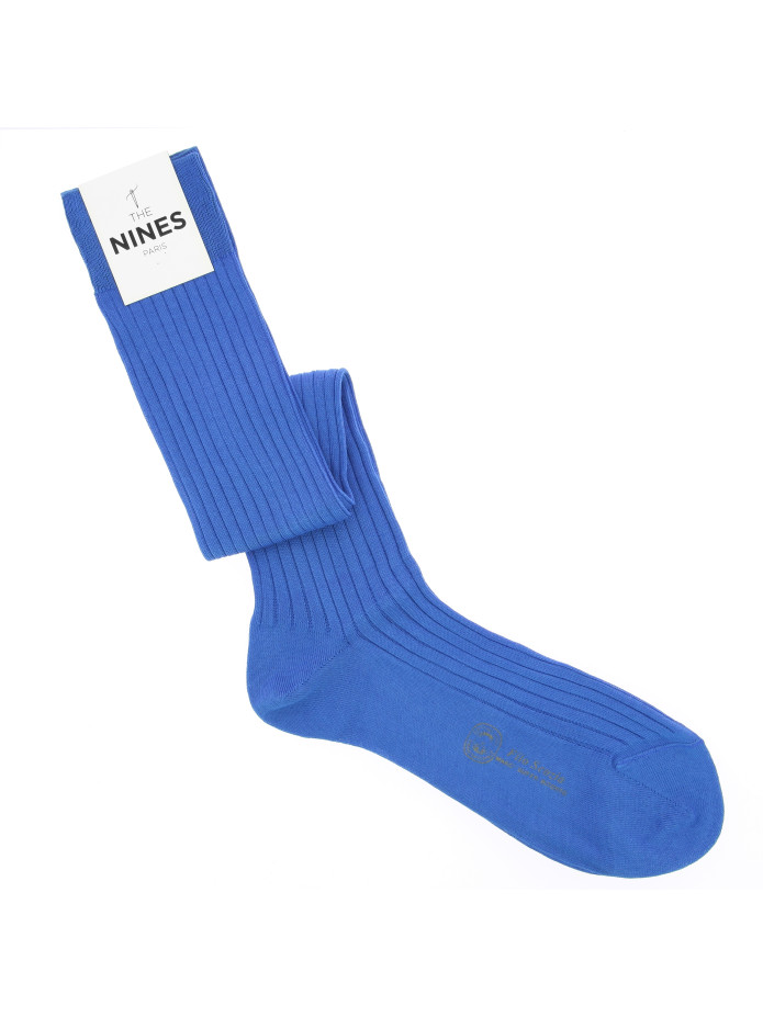 Meia-calça de fio de escócia azul royal