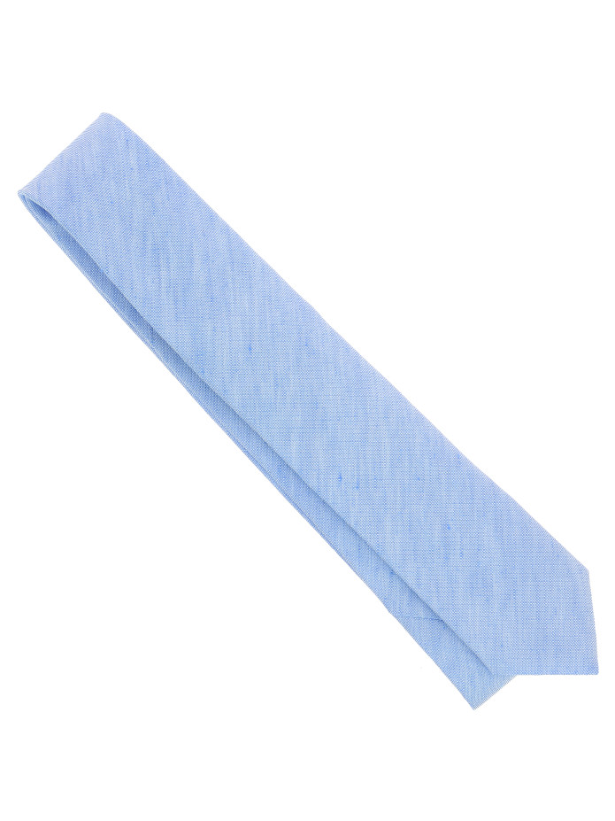 Gravata azul-celeste em seda e linho trançados - Bérgamo