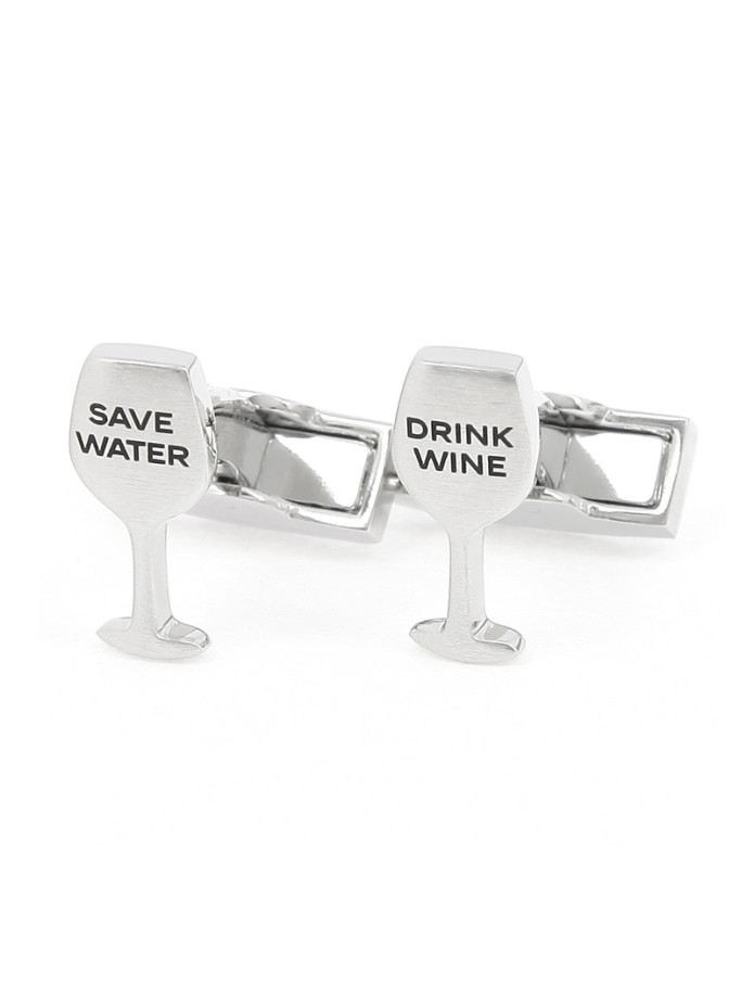 Botões de punho Drink Wine Save Water