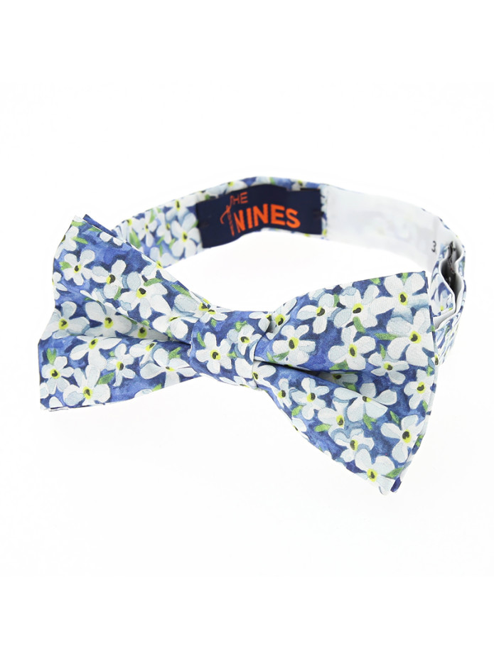 Laço liberty azul com flores brancas - Jasmim