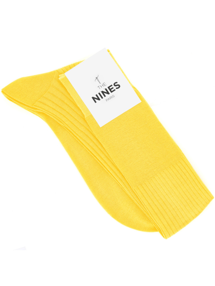 Meias pelo tornozelo de fio de Escócia amarelo canário