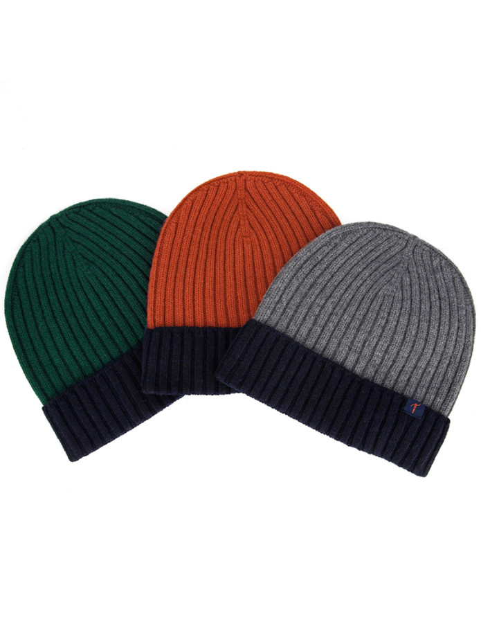Gorro bicolor azul marinho e ferrugem