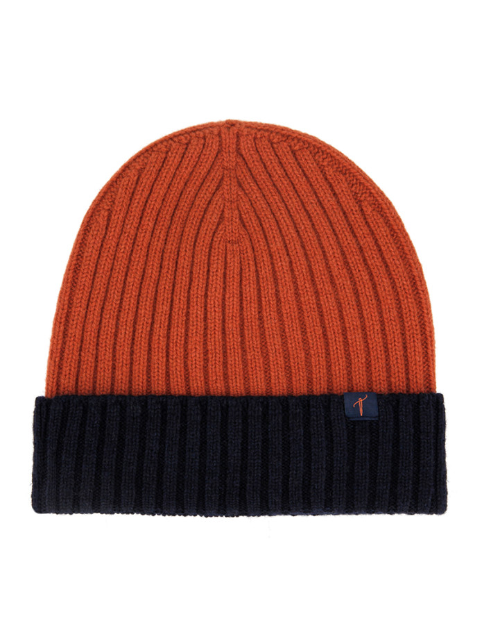 Gorro bicolor azul marinho e ferrugem
