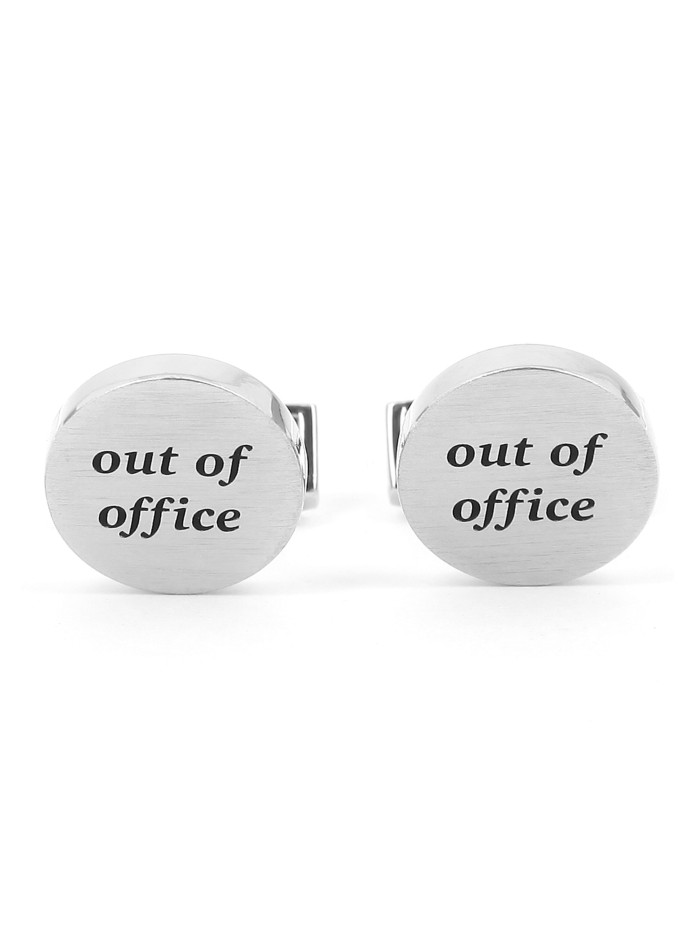 Boutons de manchette ronds gravés - Out of office