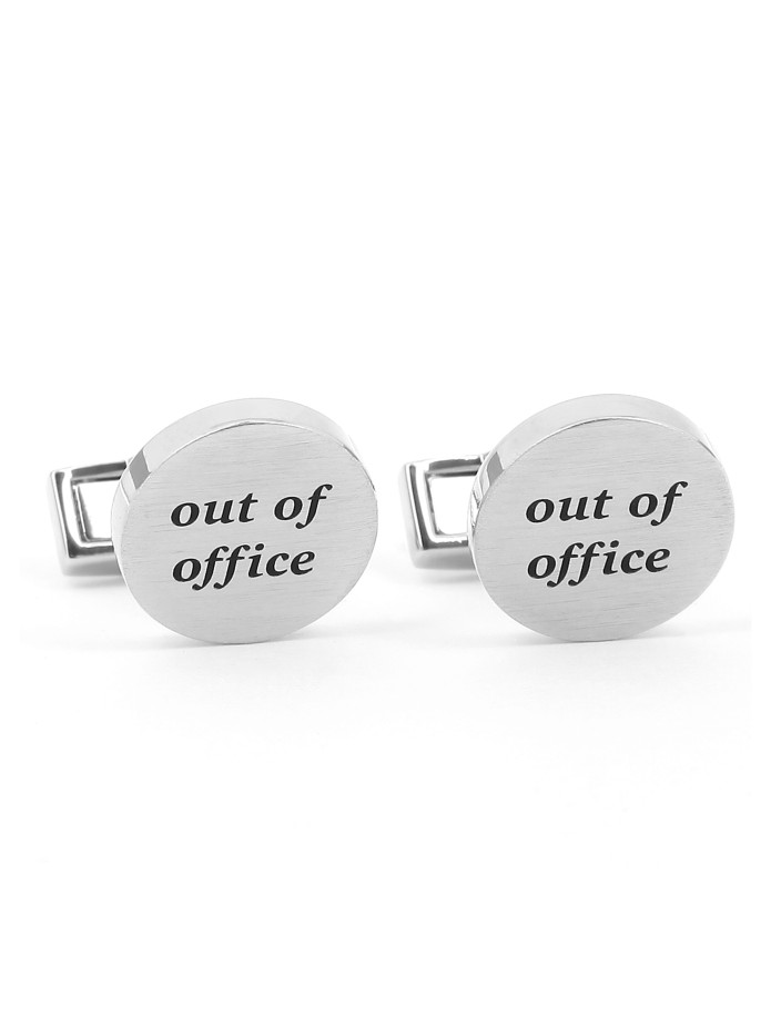 Botões de punho redondos gravados - Out of office