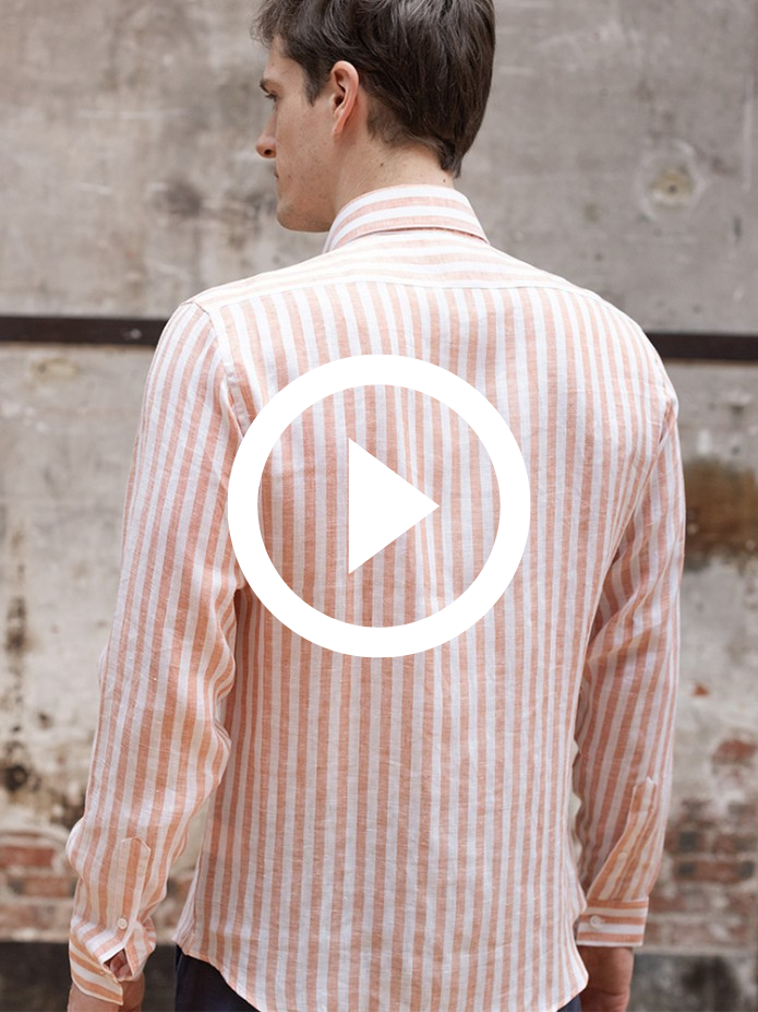 Camisa de linho às riscas laranja - A camisa de verão ideal