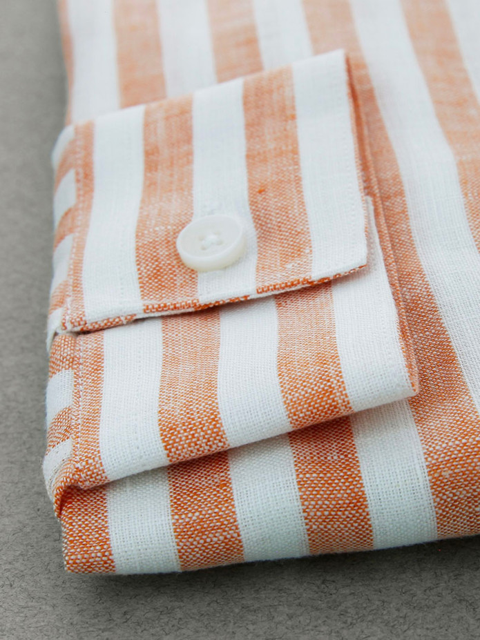 CHEMISE EN LIN À RAYURES - ORANGE