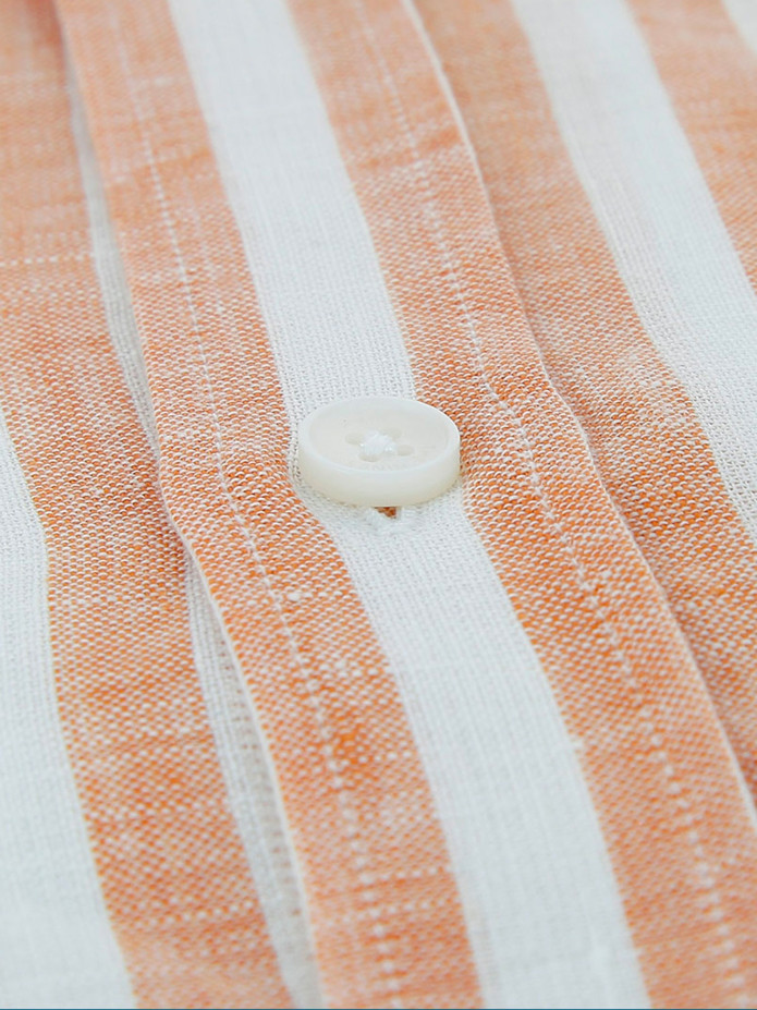 CHEMISE EN LIN À RAYURES - ORANGE