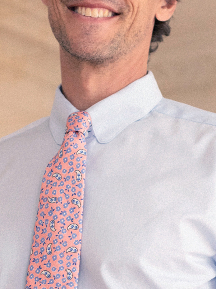 Chemise mousquetaire col anglais mini twill bleu ciel