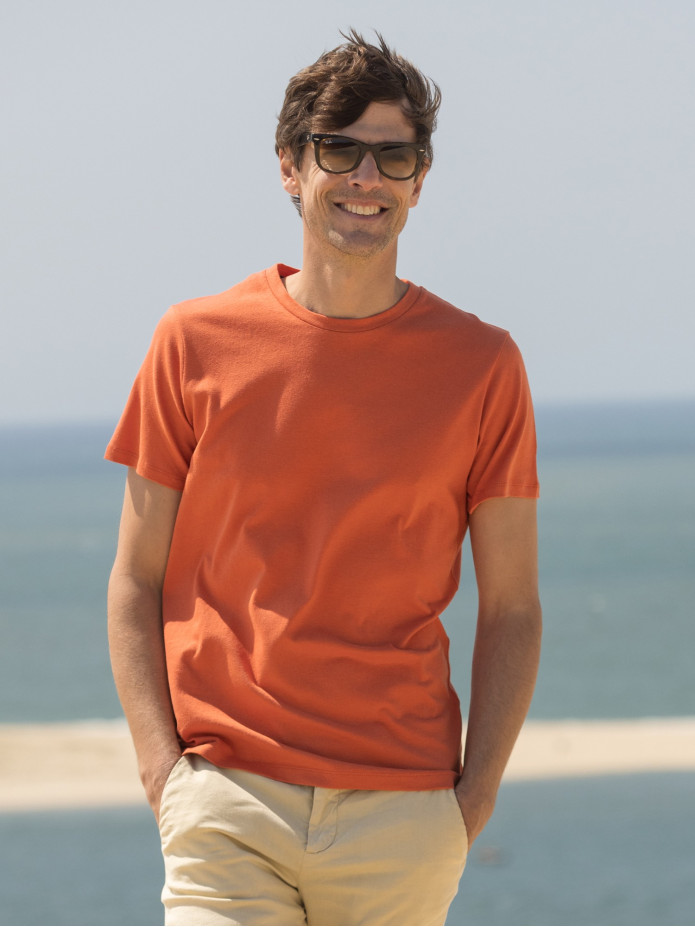 T-shirt de linho e algodão orgânico Terracotta