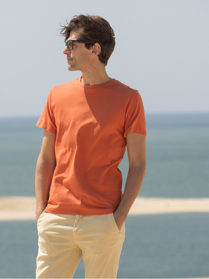 T-shirt en lin et coton bio Terracotta