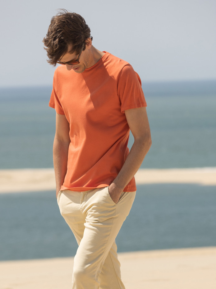 T-shirt de linho e algodão orgânico Terracotta