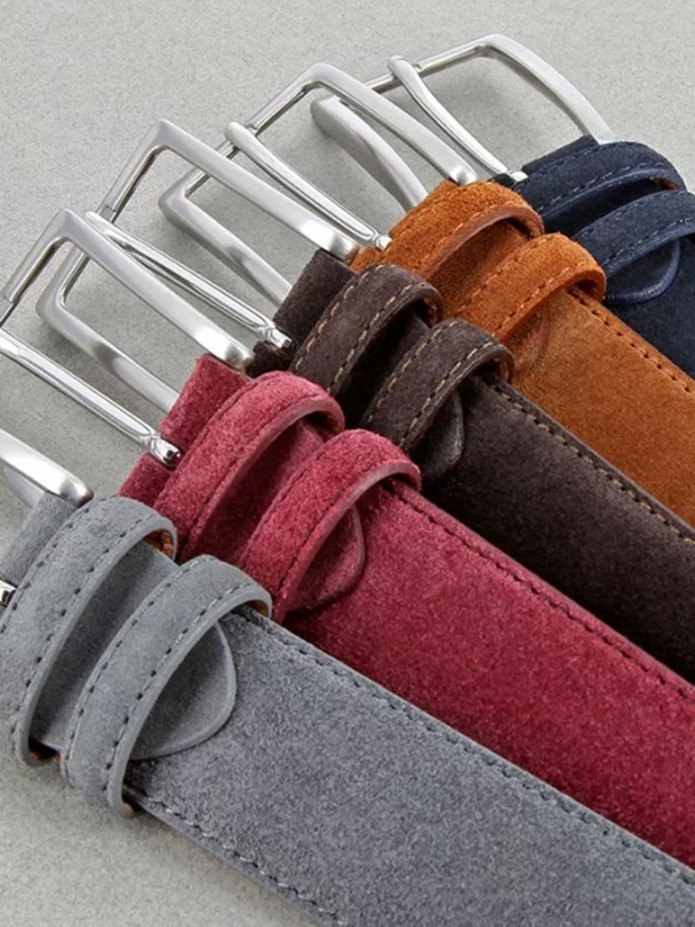 Ceinture grise en cuir suédé - Lino