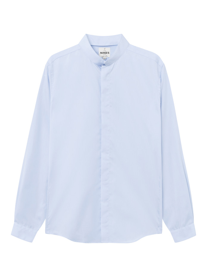 Chemise infroissable col inversé bleu ciel