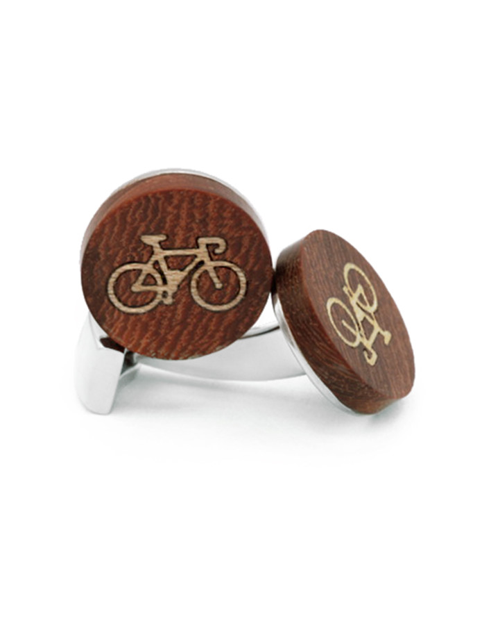 Boutons de manchette vélo de course en bois