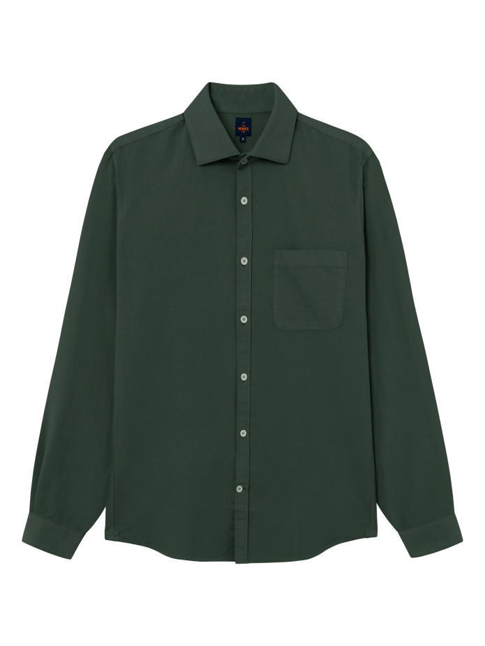 Chemise col italien en oxford bio thym