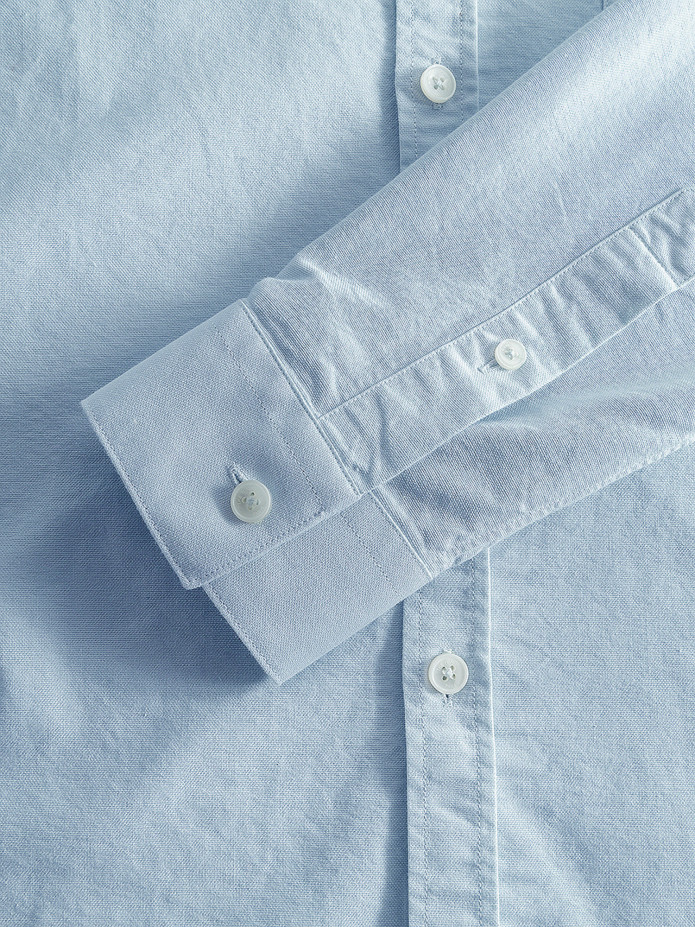 Chemise col italien en oxford bio bleu ciel