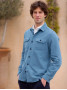 Sobrecamisa azul mineral linho algodão