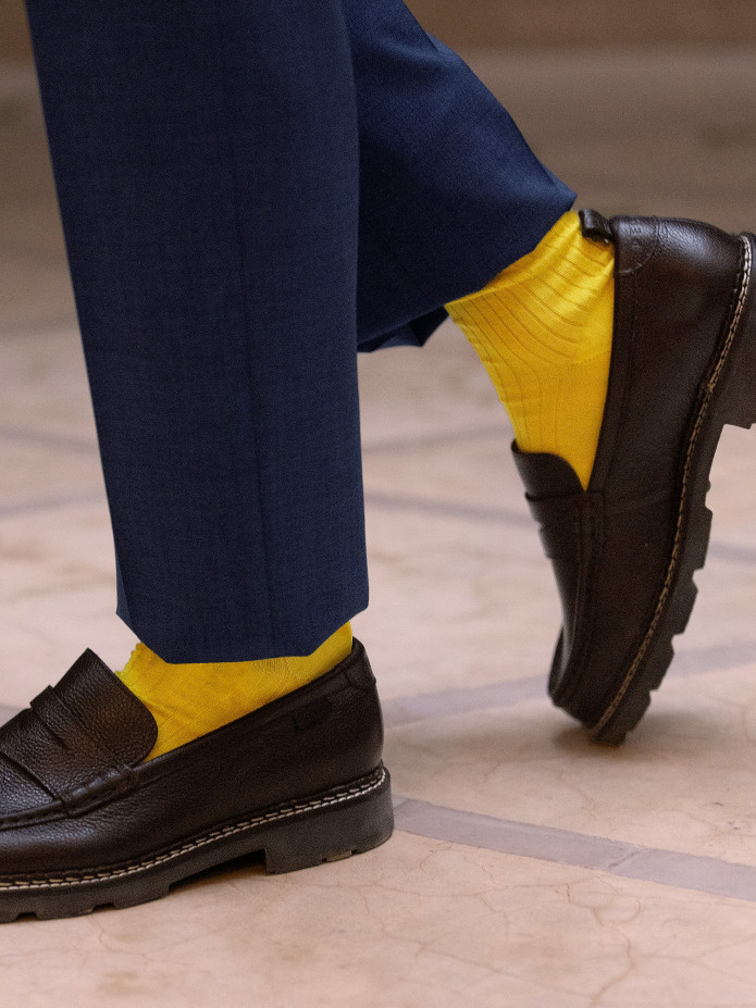 Chaussettes fil d'Écosse jaune