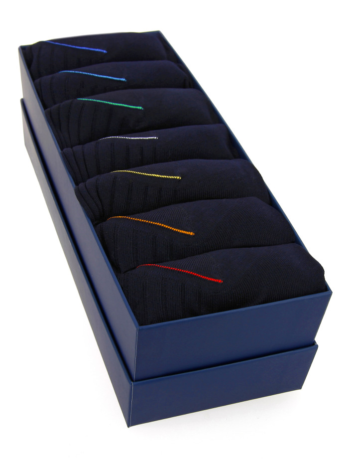 Conjunto de 7 meias-altas de fio de Escócia azul-marinho - 7 dias
