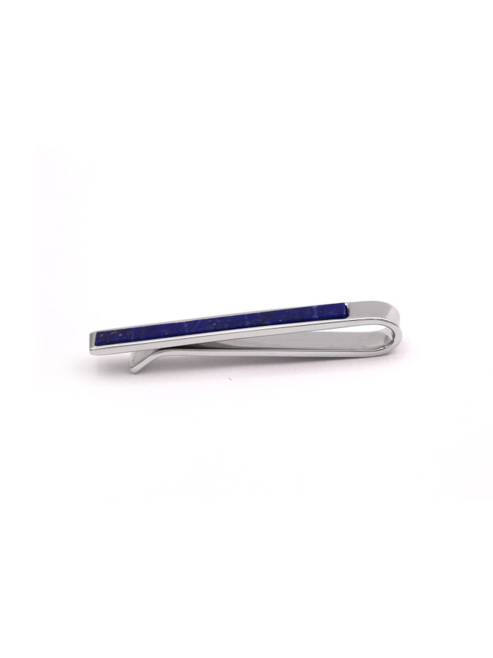 pince à cravate argent et bleu