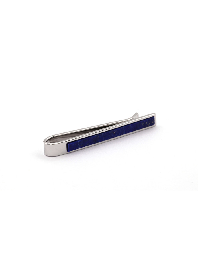 alfinete de gravata prata e azul