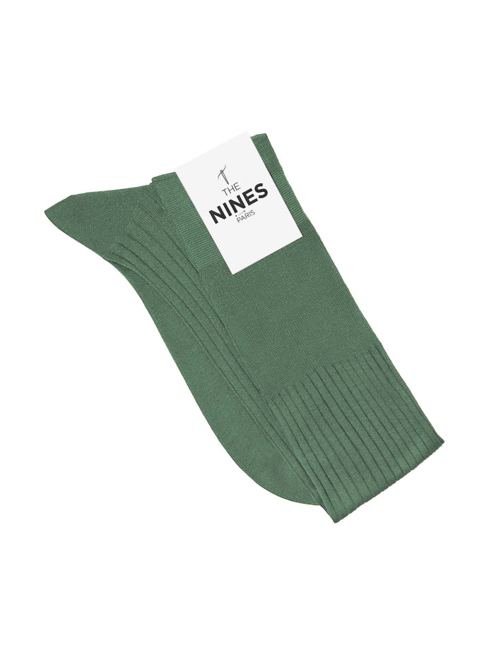 meias altas verdes de fio de Escócia