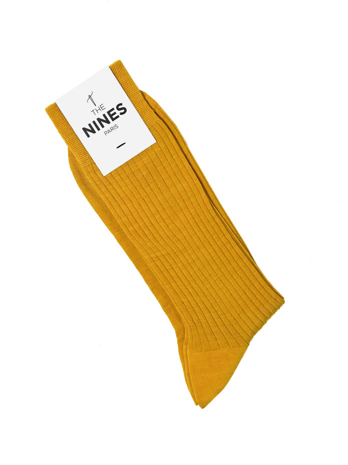 Meias de lã virgem amarelo mostarda