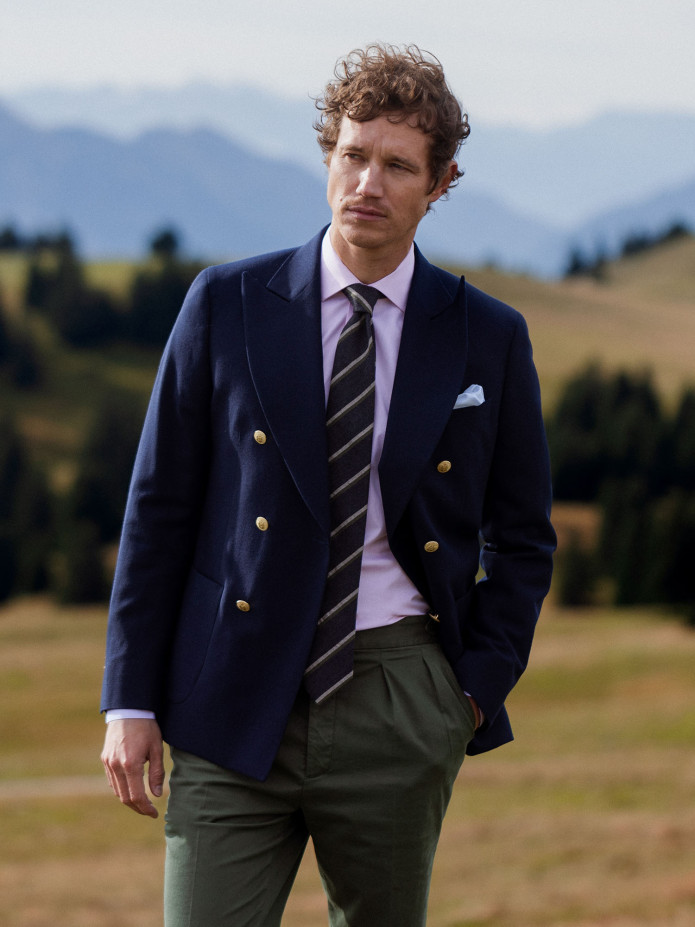 Camisa de colarinho italiano em popelina rosa