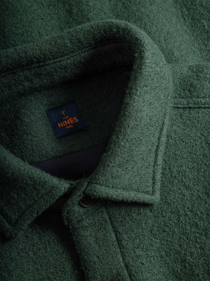 Sobrecamisa em lã fervida verde
