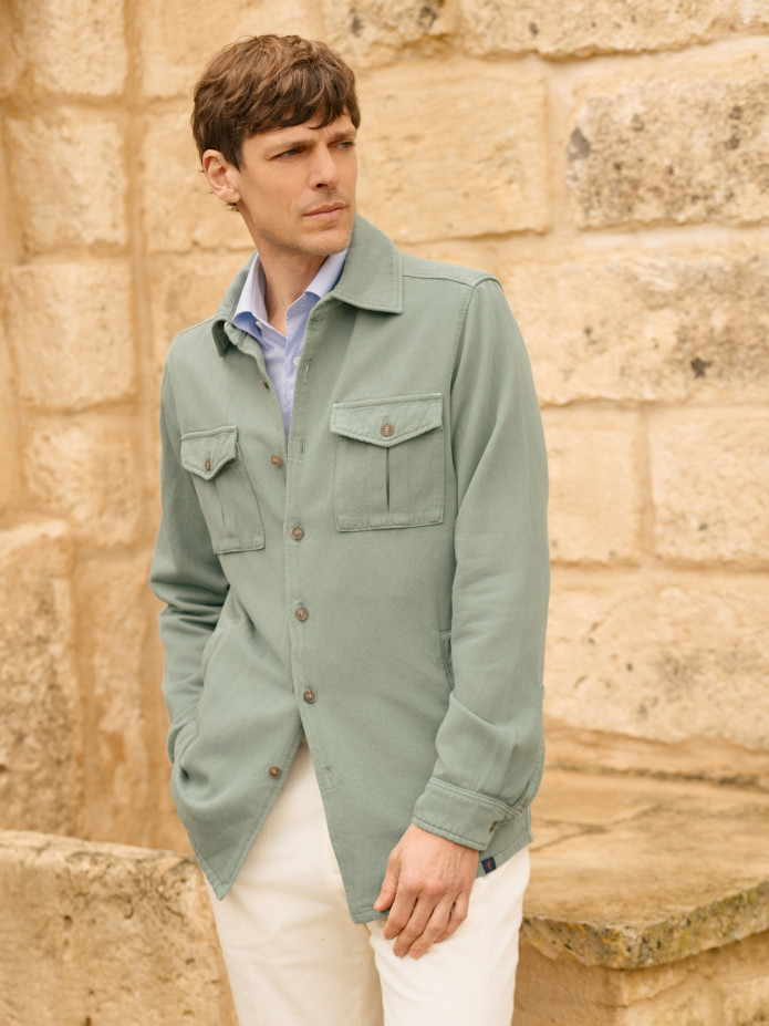 Surchemise vert eucalyptus lin et coton Menorca