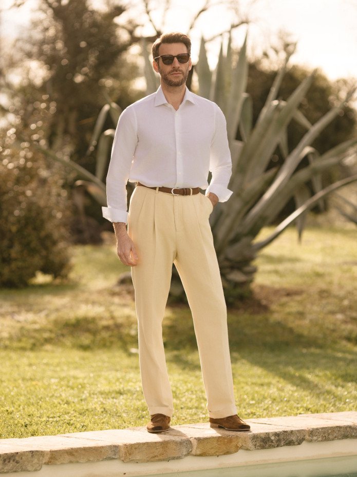 Pantalon taille haute beige Faro