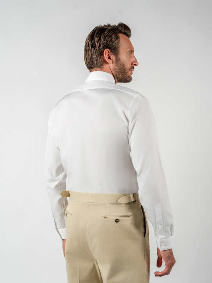 Camisa gola redonda em popelina branca