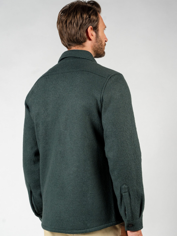Sobrecamisa em lã fervida verde