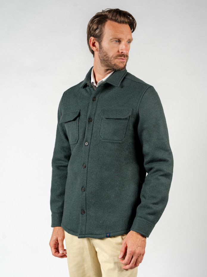 Sobrecamisa em lã fervida verde
