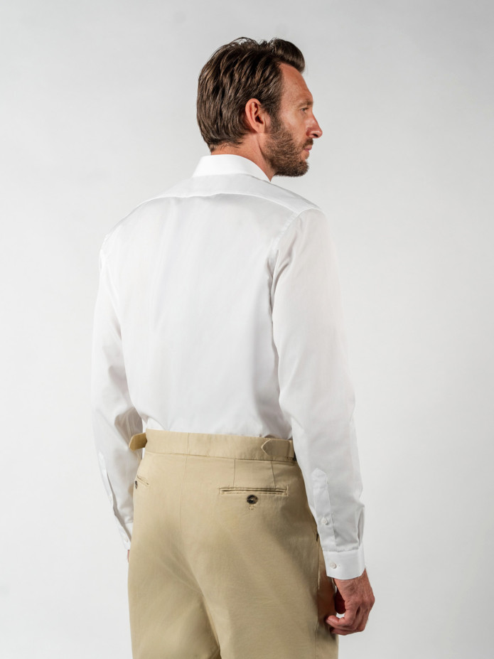 Camisa anti-amarrotamento colarinho invertido branca