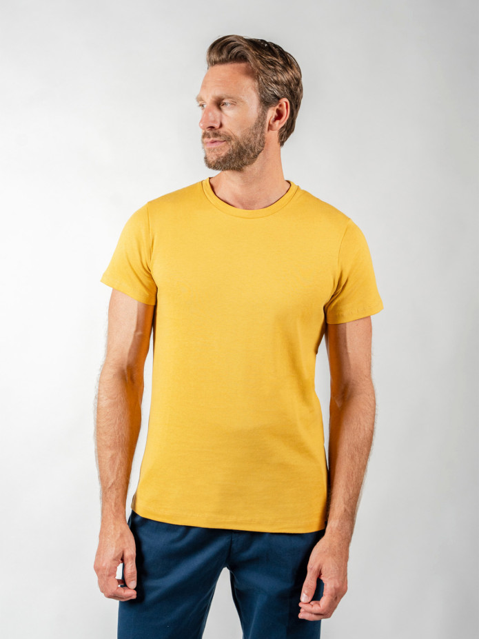 T-shirt em linho e algodão orgânico amarela