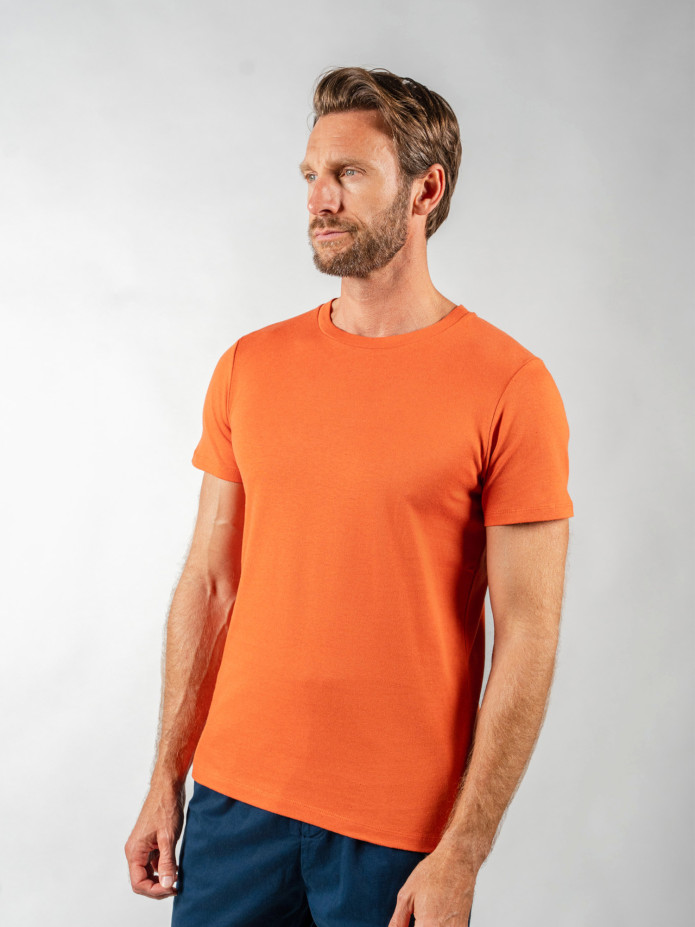 T-shirt de linho e algodão orgânico terracota
