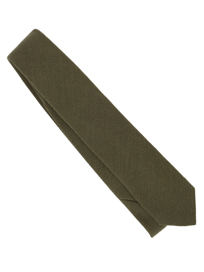 Cravate en laine vert olive à chevrons