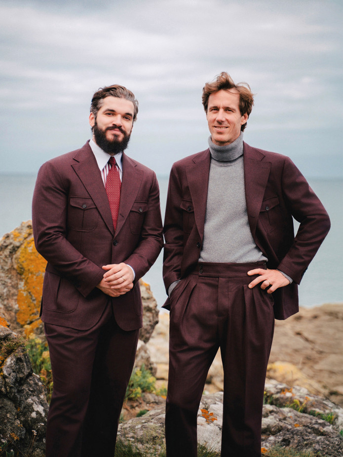 Pantalon taille haute en flanelle bordeaux