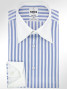 Camisa de colarinho francês com riscas azul-celeste