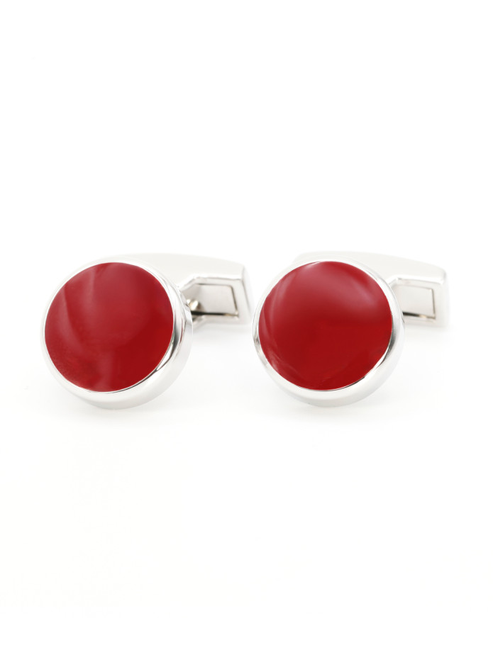 Botões de punho redondos vermelho rubi Montreux II