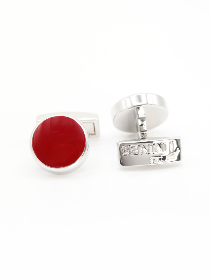 Botões de punho redondos vermelho rubi Montreux II