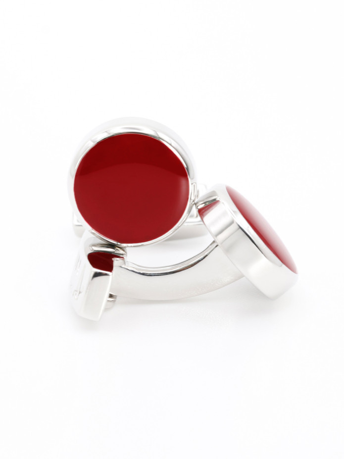 Botões de punho redondos vermelho rubi Montreux II