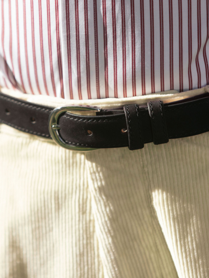 Cinto fino preto em nobuck - The Nines
