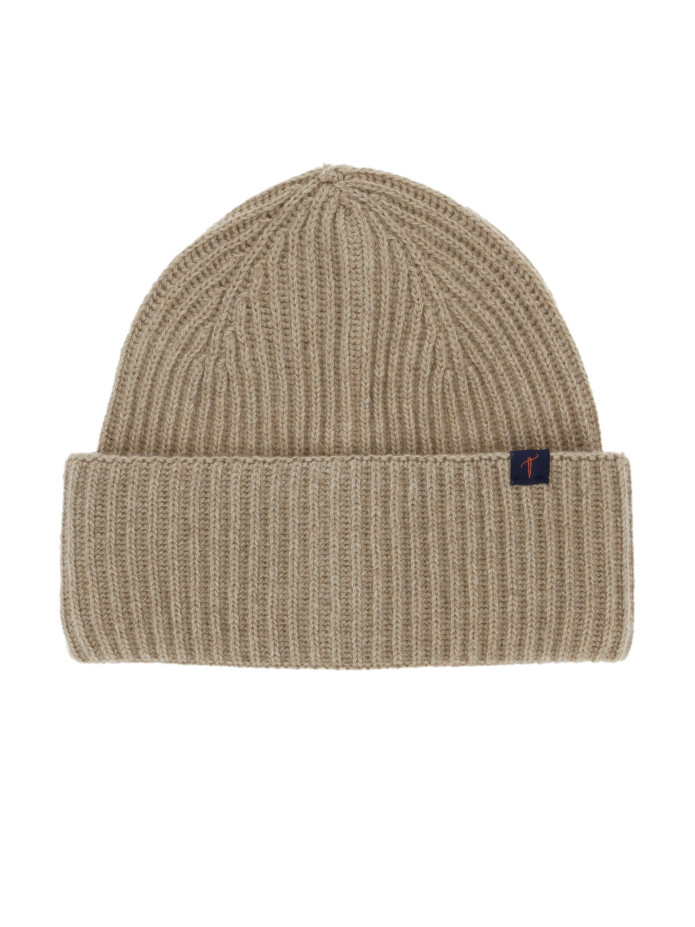Gorro bege canelado lã e caxemira - Woca