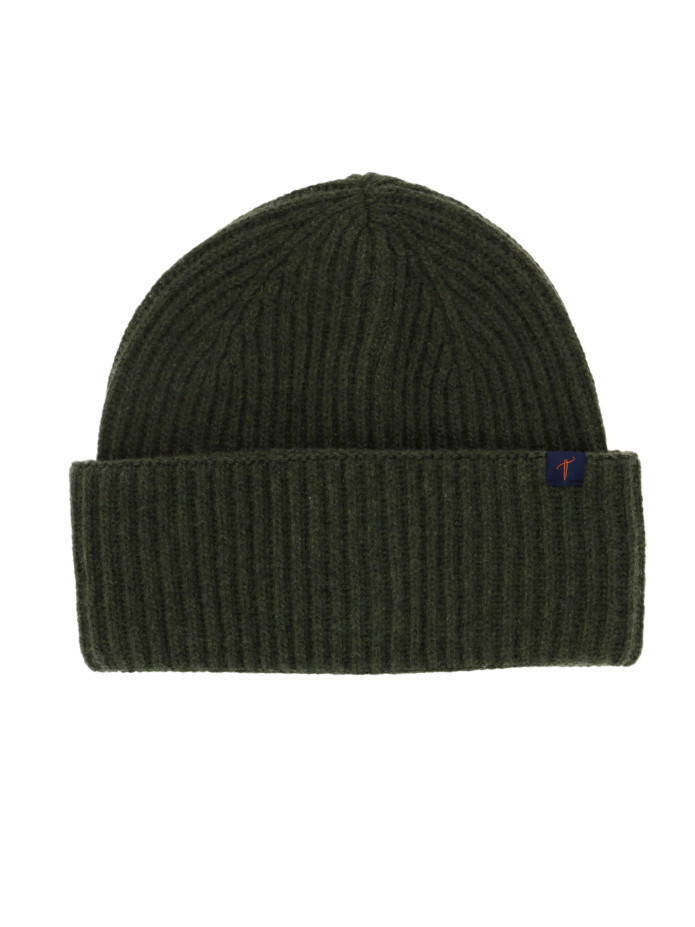 Gorro verde-floresta canelado lã e caxemira - Woca